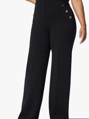 Tummy Control Button Wide Leg Pant for Women